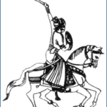 Maher on Horse with sword and shield