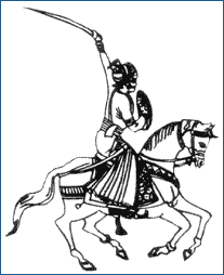 Maher on Horse with sword and shield