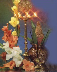 Candle, Flowers, Coconut, Leaves