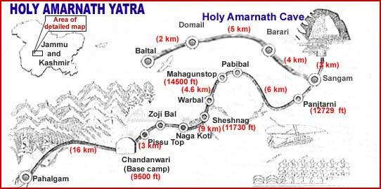 amarnath map Location in Jammu and Kashmir