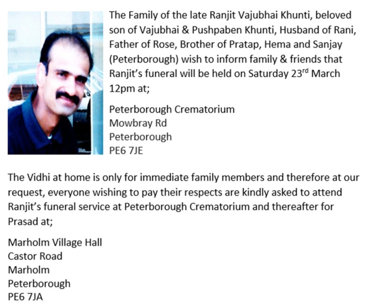 Ranjitbhai Vajubhai Khunti passed away