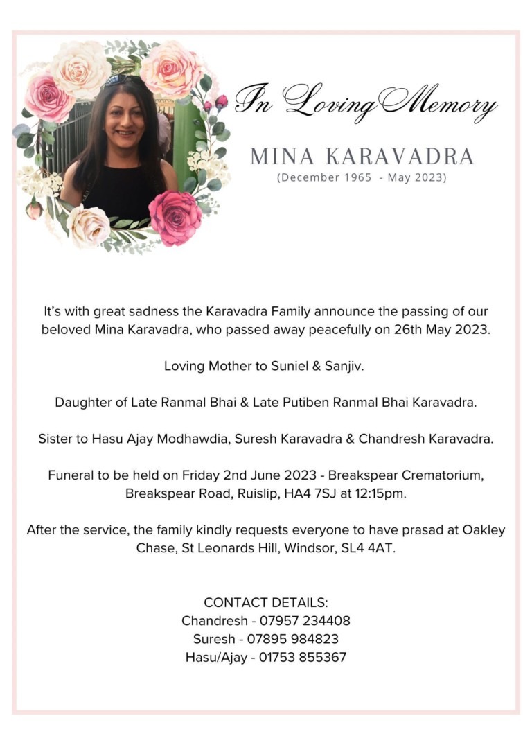 Mina Karavadara passed away