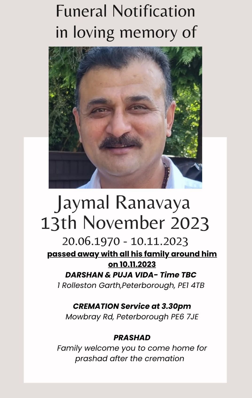 Jaymal Ranavaya passed away