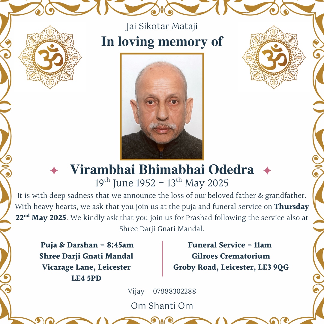 Virambhai Bhimabhai Odedra passed away