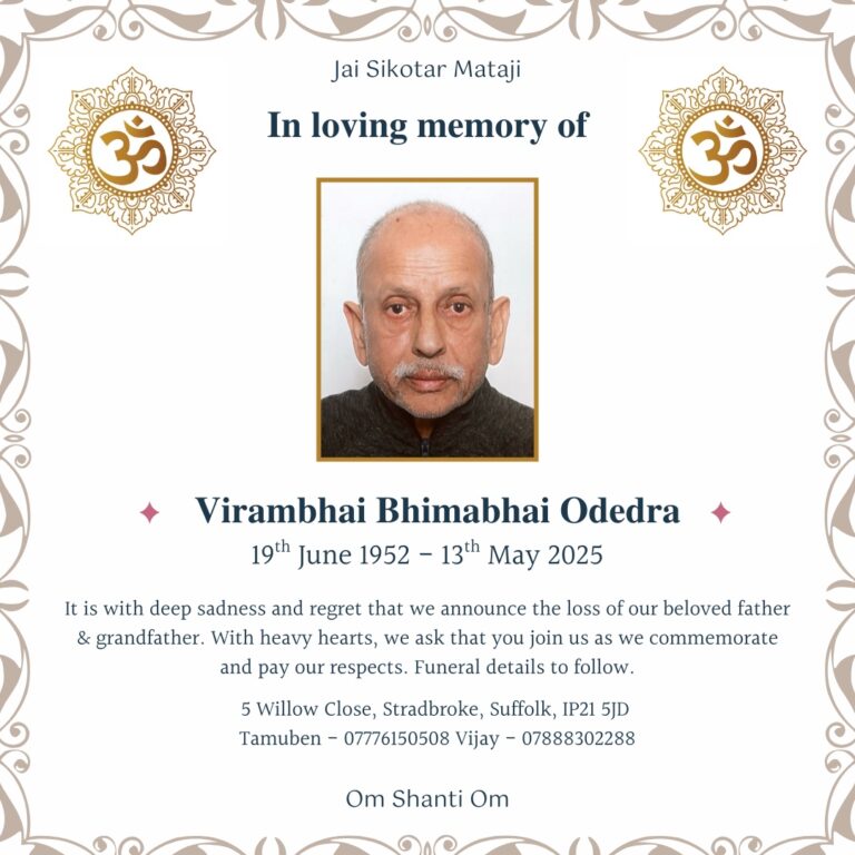 Virambhai Bhimabhai Odedra passed away