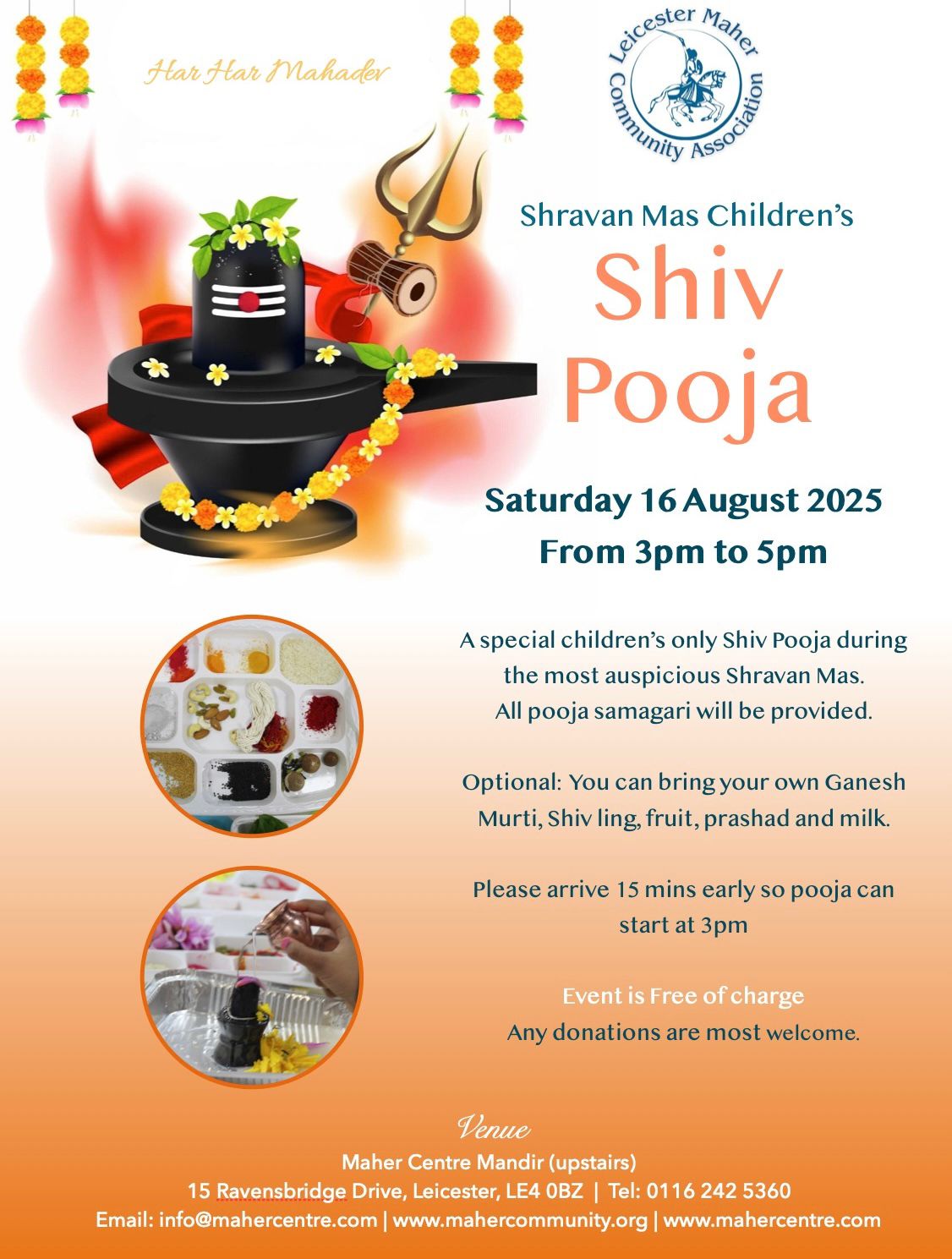 Children's Shiv Pooja 2025 at Maher Centre