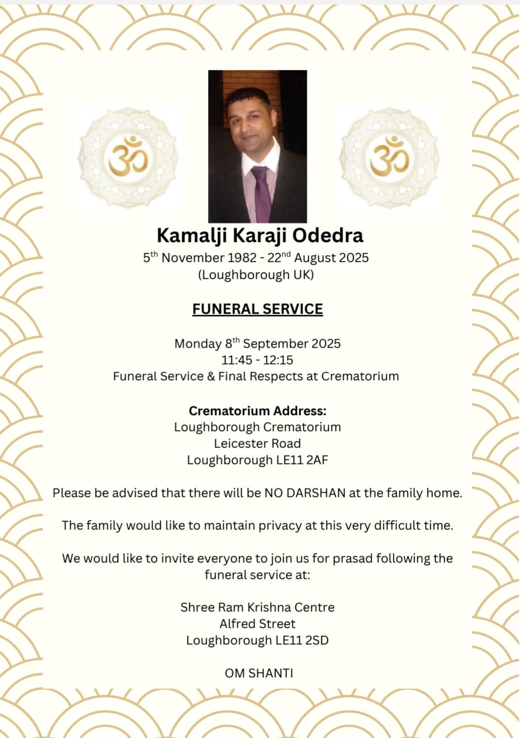 Kamalji Karaji Odedra passed away