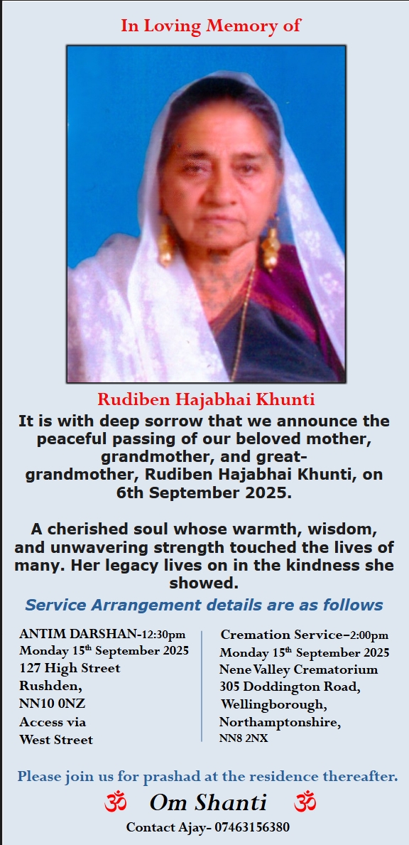 Rudiben Hajabhai Khunti passed away