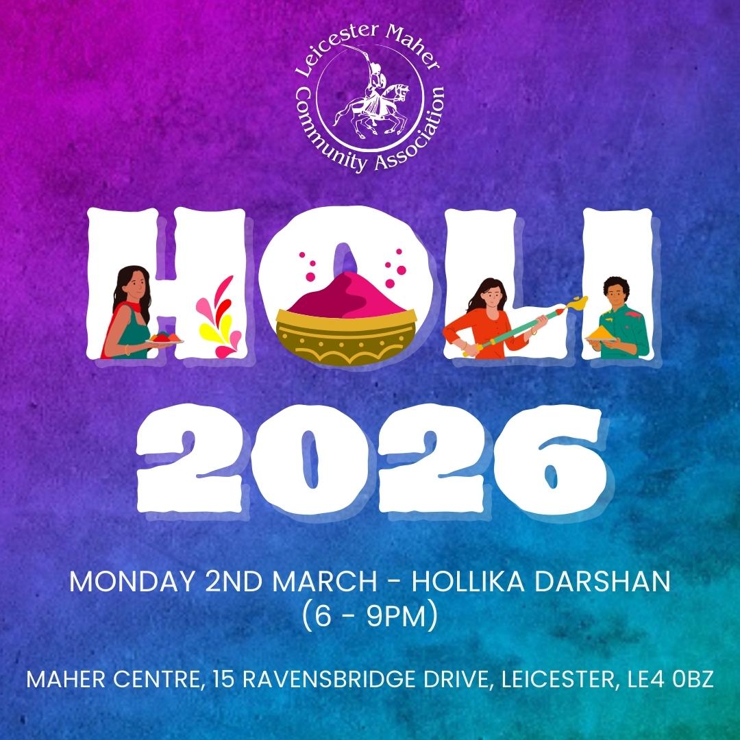 Holi Darshan 2026 at Maher Centre on Monday 2nd March 2026