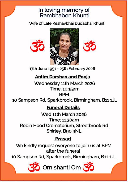 Rambhaben Khunti Passed Away