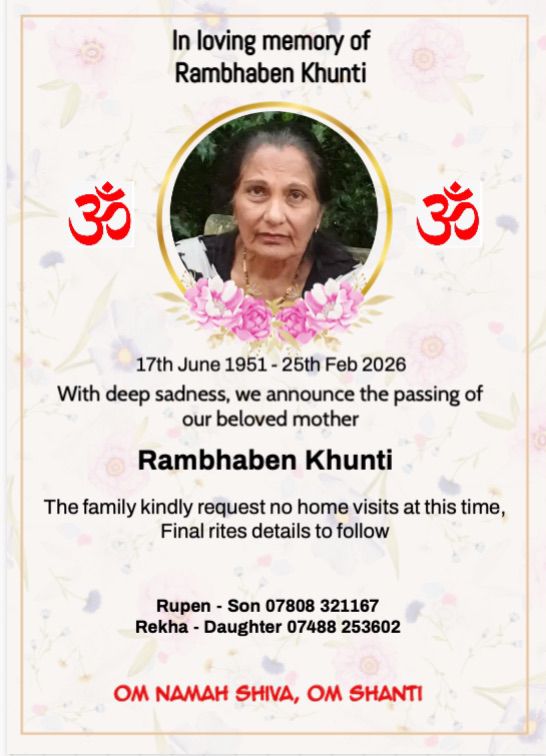 Rambhaben Khunti Passed Away