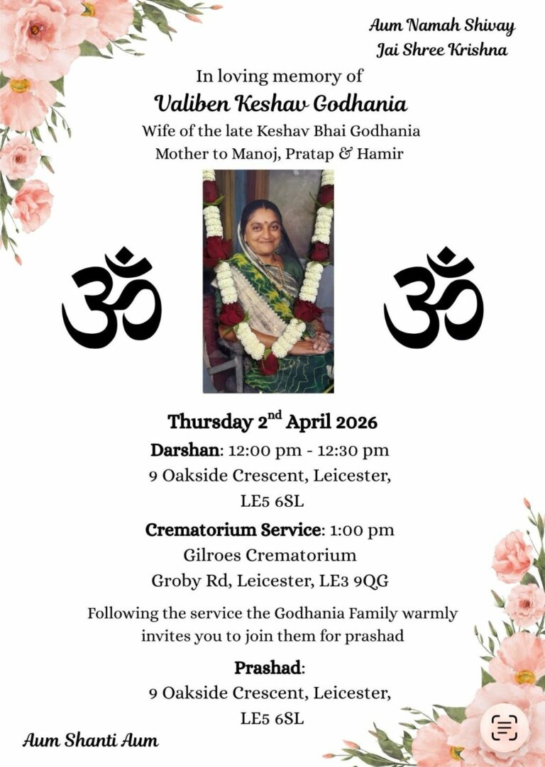 Valiben Keshav Godhania passed away