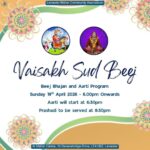 Vaishak Sud Beej Bhajan on Sunday 19 April 2026 at Maher Centre, Leicester