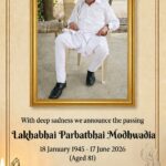Lakhabhai Parbatbhai Modhwadia passed away